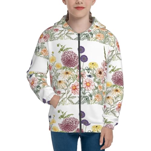 Autumn Garden Kid Hoodies Boys Zip Up Sweatshirts Girls Pullover with Pocket3
