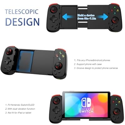Koiiko Wireless Controller for iPhone 17/Android/PC/iPad/Tablet/Appl Arcade MFi Games/Switch, Support Streaming on PS/Xbox/PC Console, Cloud Gaming Gamepad Joystick - Turbo/Dual Motors Black