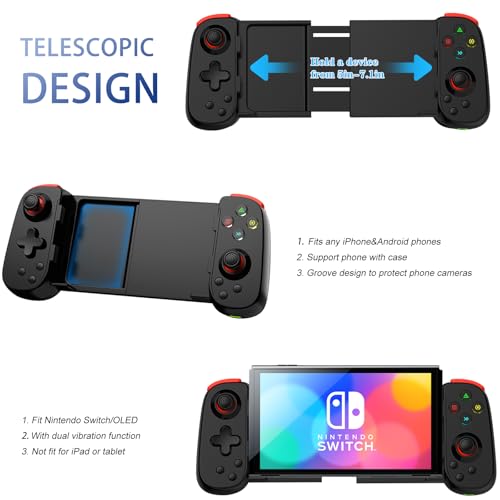 Koiiko Wireless Controller for iPhone 17/Android/PC/iPad/Tablet/Appl Arcade MFi Games/Switch, Support Streaming on PS/Xbox/PC Console, Cloud Gaming Gamepad Joystick - Turbo/Dual Motors Black by Koiiko - Image 4