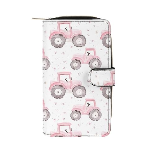 Watercolor Tractor Pattern Long Wallet for Women Men Purses Coin Pouch Credit Card Holder Organizer