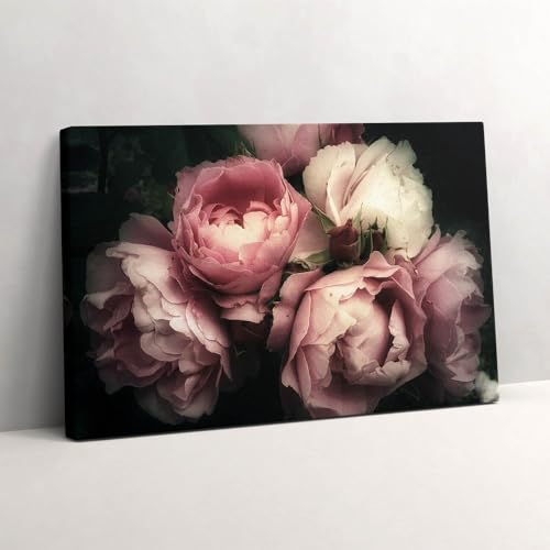 Image sur toile bouquet de roses vintage d'art mural raffiné 30x20cm