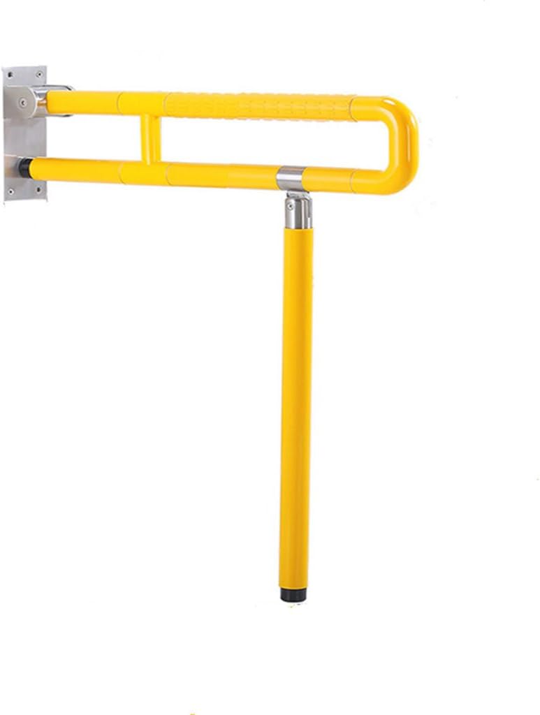 Safety Rails Stainless Steel + Nylon Folding Armrest White/Yellow Space-saving Applicable To Shower/WC Safe Armrests (Color : Yellow, Size : 75CM)