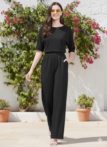 Image of Zilcon Women Bricks Wool 2 Piece Sets for Women Casual Summer Travel Vacation Outfits Pajama Sets Cap Sleeve Lounge Set