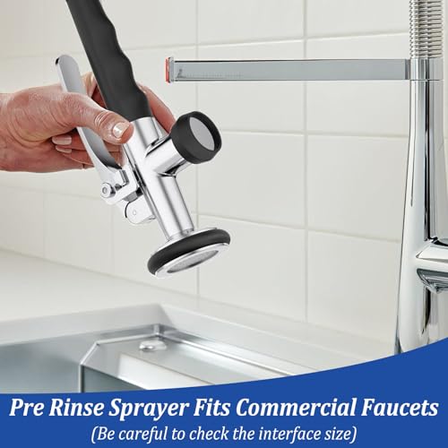 Profi Gastro Handbrause, 1/2\ Edelstahl Ersatzbrause Handbrause mit Feststellbügel, Küche Gastro Pendelbrause Gastro, für Geschirrbrause Gastrobrause, Silber