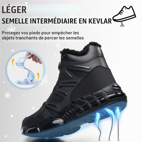 PAQOZKC Chaussures de Sécurité Hiver Montante Basket Securite C21JR/Noir 42 – vue 6