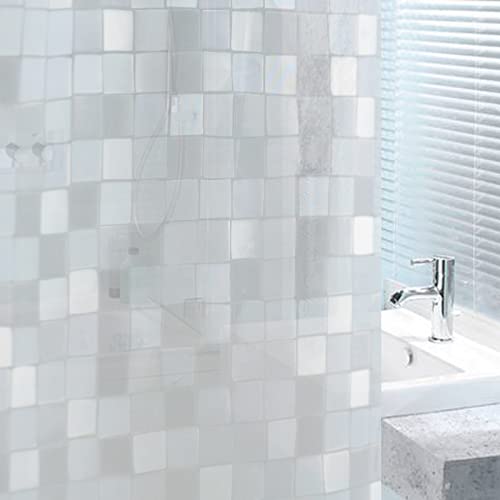 Yisure Shower Curtain For Clawfoot Tub, 180X70 Inch Peva Clear Shower Liner With Mosaic Pattern, Vinyl Wrap Around Shower Curtain, 6 Weighted Magnets & 32 Pack Metal Hooks Included #TOP2
