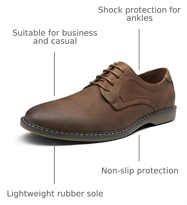Jousen Mens Casual Dress Shoes Business Formal Oxfords, 619, dk Brown, 10 by Jousen - Used condition - Image 3
