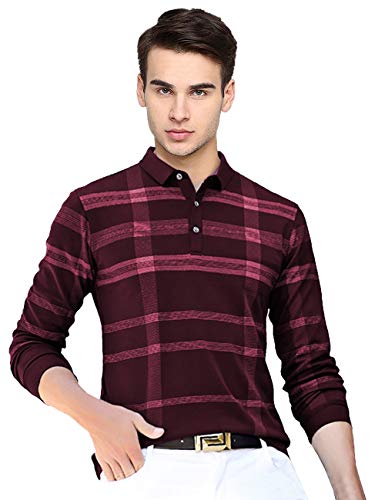 Image of EYEBOGLER Men's Polo Neck Full Sleeves Printed T-Shirt