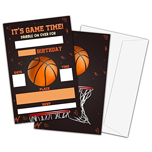 Basketball Birthday Invitations Sports Party Invite Cards for Kids Boys and Girls 20 Count DoubleSided Fillin Invitation with