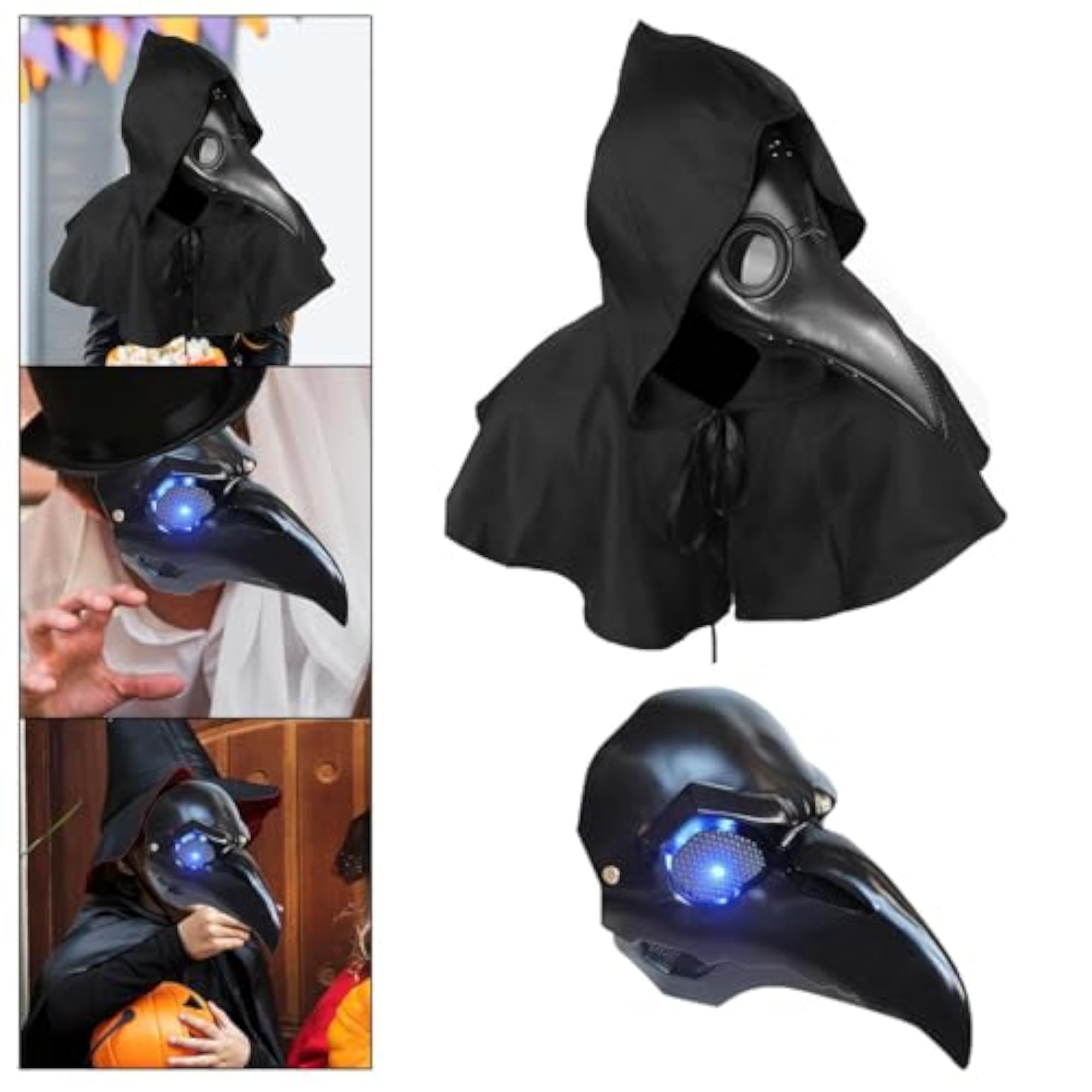 Plague Doctor Mask Rivet Bird Beak Costume Set for Parties