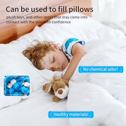 5lbs Bean Bag Filler, Pillow Bean Bag Stuffing Filling, Shredded Memory Foam Filling, Punching Bag Filler, Foam Refill for Pouf/Ottoman Stuffing/Couch/Boxing Bag/Dog Bed, Added Gel Particles