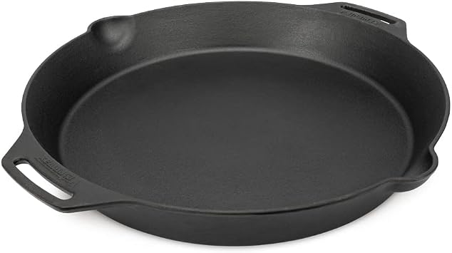 Petromax Cast Iron Fire Skillet for Kitchen or Camping, Pre-Seasoned Cookware for Campfire or Home Oven and Stove, Conducts Heat Evenly, Side Handles, 21"