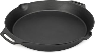 Petromax Cast Iron Fire Skillet for Kitchen or Camping, Pre-Seasoned Cookware for Campfire or Home Oven and Stove, Conducts Heat Evenly, Side Handles, 21"