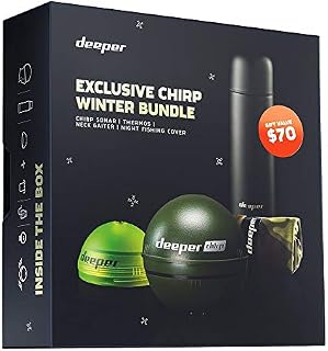 Exclusive Deeper Chirp Winter Bundle: Deeper Chirp Fish Finder, Stainless Steel Thermos (17oz)