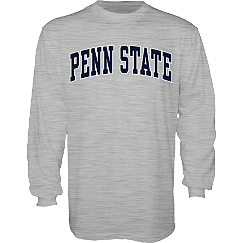 Image of The Blue Brand Blue84 NCAA Penn State Nittany Lions Mens Arching Team Name Long Sleeve T Shirt, Penn State Nittany Lions Dark Heather, X-Large
