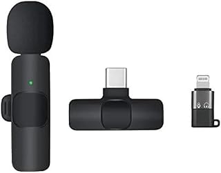 ميكروفون لاسلكي كيه 8 2.4 جيجا لافالير متعدد الاتجاهات للمقابلات مع اليوتيوب وتسجيل الفيديو والبث المباشر متوافق مع اجهزة لايتنينج ونوع سي