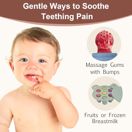 Silikon Fruchtsauger Baby: Schnuller und Muttermilch, Eis am Stiel, Gefrierschrank, Aufbewahrungsbehälter für Babynahrung, Eiswürfel für Babyzahnen und Selbstfütterung (Green)