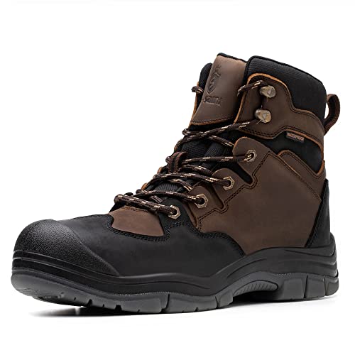 Sl-Saint Waterproof Steel Toe Work Boots For Men,Comfort Insulated Puncture-Proof Industrial Construction Hiking Military Tactical Safety Shoes 6 Inch Full Grain Leather (Adult, Men, Numeric_14, Numeric, Us_Footwear_Size_System, Medium) #TOP6