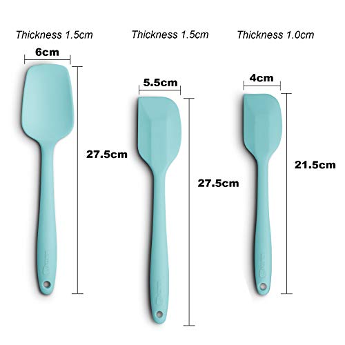 Silicone Spatula 3-piece Set, Ergonomic Handle High Heat-Resistant Spatulas, Non-stick Rubber Spatulas with Stainless Steel Core, Aqua Sky - Thumbnail 3