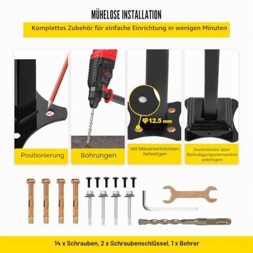 Happybuy Treppengeländer Stahl 102x71,3 cm Handlauf 150 kg Traglast Eingangsgeländer formschön Handlauf Außen Rohrdicke 2 mm Ideal für Outdoor-Garten Hinterhof