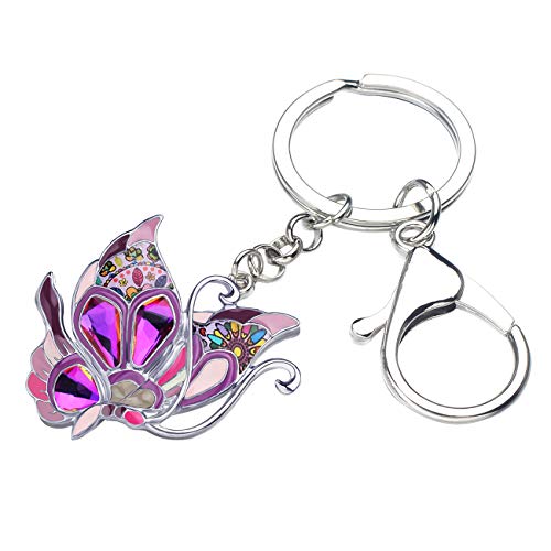 WEVENI Enamel Alloy Floral Butterfly Keychain Charms Gifts for Women Girls Wallet Bag Car Keys2