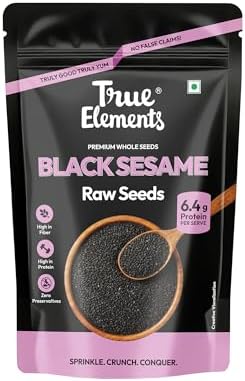 True Elements Raw Black Sesame Seeds 400gm - Black Til Seeds for Eating | Natural Black Gingelly Oil Seeds | Indian Spices for Everyday Essentials | Versatile ingridient | Antioxidant rich | Kaale Til