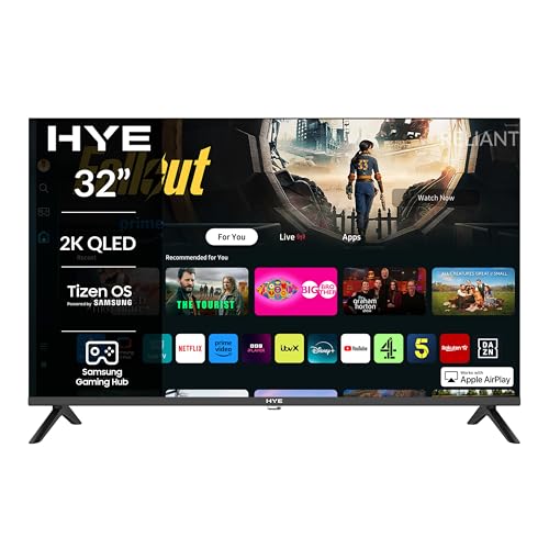 Image of HYE TV - Smart TV, 32" Screen Size, 2K Resolution, QLED Technology, Apple AirPlay, Samsung Tizen OS & Gaming Hub, Versatile Connectivity, Black, Perfect For Streaming, Gaming & Entertainment