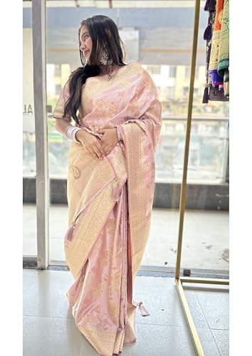 Image of Women's Banarasi Silk Georgette Saree Featuring Silver Sequin And Mirror Work
