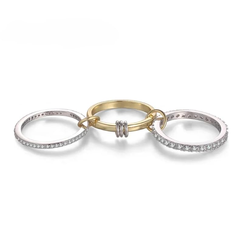 Stacking Engagement Rings for Women 3Pcs Stainless Steel Micro Paved 5A CZ Cubic Zirconia Ring Set Stackable Full Finger Band Jewelry4