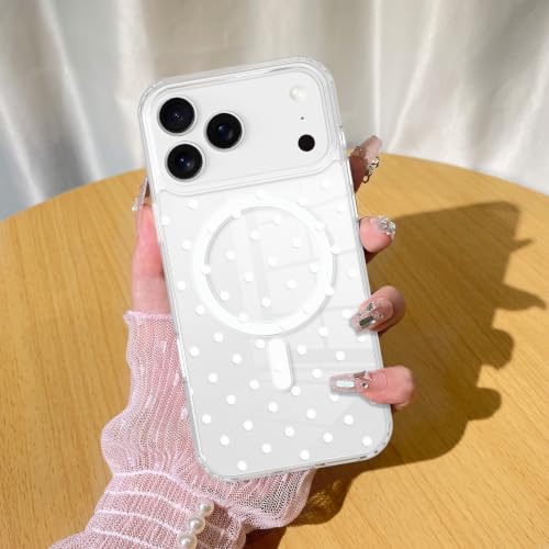 KANGHAR Dot Case for iPhone 18 Pro Clear Transparent White