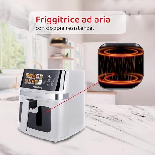 Melchioni Family Gaia Plus 8 L Friggitrice Ad Aria, Capacità L, Max Potenza 2200 W, 10 Programmi, Da 80 °C A 200 °C, Bianco / Plastica - 4