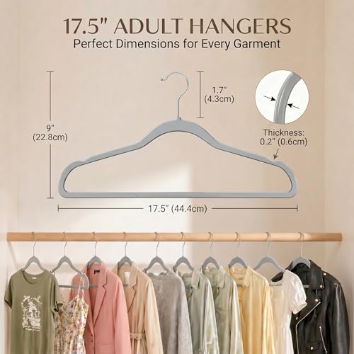 SMARTOR Plastic Hangers 50 Pack, Thin Hangers with 360° Swivel Hook, Non-Velvet Hanger Heavy Duty Clothes Holders for Closet - Durable Adult Hanger, Space Saving Hangars - Gray by Smartor - Image 6