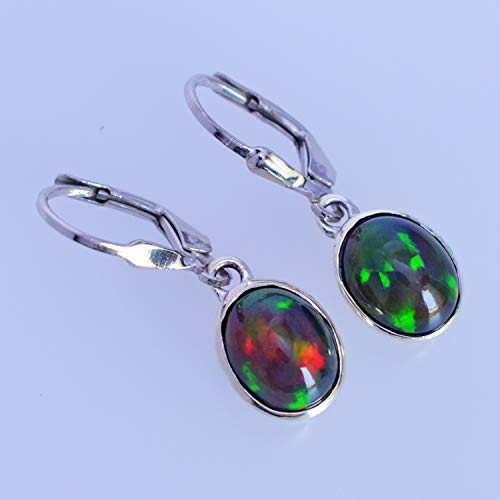 Boucles d'oreilles opale éthiopienne fermoir levier anti-perte