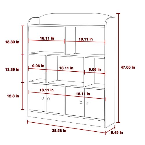 Emall Life Kids Large Bookcase With Diy Sticker Book And Toy Storage Organizer Bookshelf With 4 Layers And Doors For Girls Boys Bedroom (Blue) #TOP6
