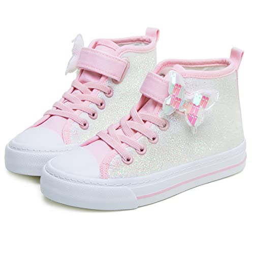 Glitter Canvas Shoes Sparkle High Top Child Adjustable Hook 