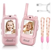 Video Walkie Talkies for Kids, Handheld 2 Pack Rechargeable Video Intercom Kids Walkies Talkies, Indoor Outdoor Toys for Family Games, Outside, Camping, Hiking for Boys Girls Ages 3-12