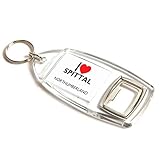 Spaltring mit Dreiecksstecker Flaschenöffner - I Love Spittal - Northumberland