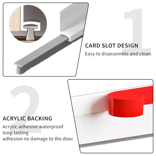 GGTTNRT Bürstendichtung Selbstklebend Zugluftstopper, Türdichtung Unten, Türbürstendichtung, Zuschneidbar, für Türen (Weiß-50mm)