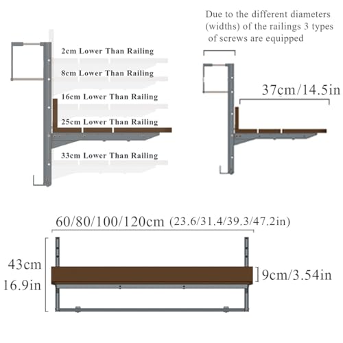 Table pliante murale 80x37 cm compacte pour balcon et bureau - 3