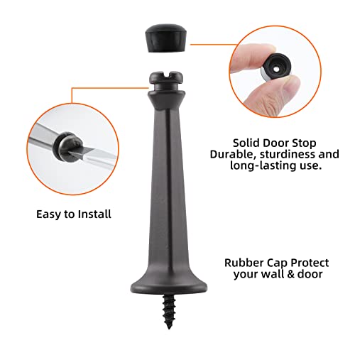 Home Master Hardware Solid Heavy Duty Door Stops Door Stoppers 3" Oil Rubbed Bronze W/Rubber Tip 12 Pack #TOP1