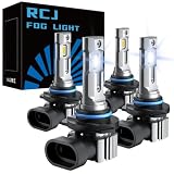 RCJ 9005 9006 Bulbs Combo, 600% Brightness 9005/HB3 High 9006/HB4 Low Dual Beam Bulbs, 6000K Cool White, Plug and Play, IP67 Waterproof, Pack of 4