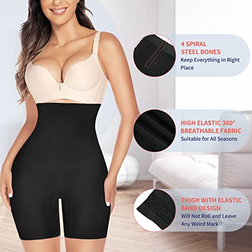 Haenpisy Womens Tummy Control Body Shaper Shorts Butt Lifter Shapewear High Waist Stomach Girdles Seamless Thigh Slimmer(Small-Medium, Black) #TOP4