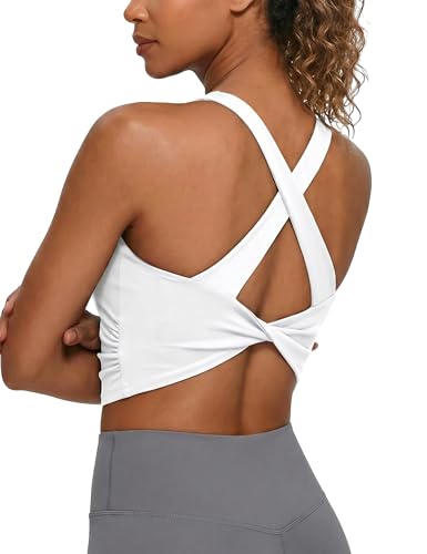 BMJL White Workout Tops with Built in Bra Medium Support Yoga Tank(S,White)