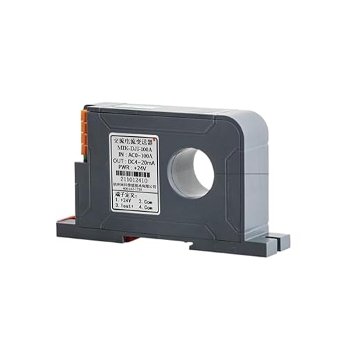 AC Current Transducer, 4–20 mA Output,24VDC Power, Compact Industrial Current Monitor for PLC/DCS, High Accuracy, Easy DIN Rail Installation (Input 0-100A)