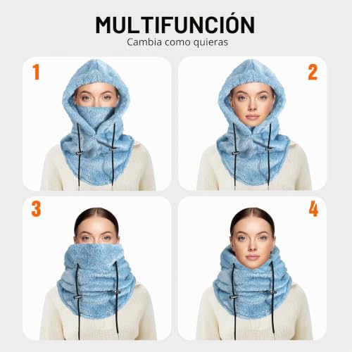 Miniatura 5 de Aypow Pasamontañas Térmicos De Invierno, Multifuncional Prueba De Viento Cálido Máscara De Esquí, Mascarilla Moto Térmica Forro Polar, Gorro Cálido Invierno Para Mujeres Hombres Deportes Aire Libre