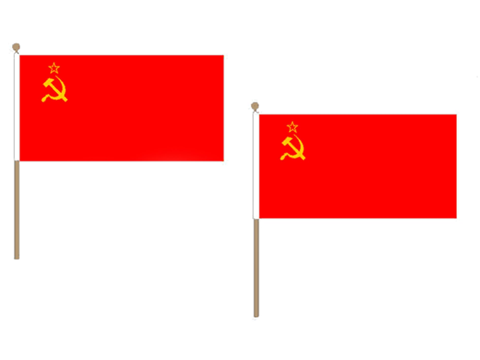 Drapeau URSS 45x30cm hampe en bois pour défilé historique et décoration