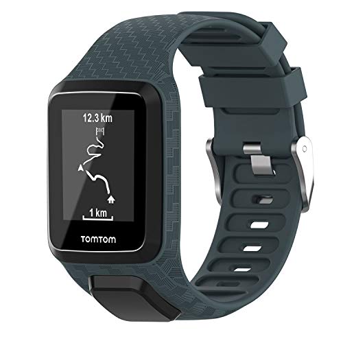 Keweni Bracelet Compatible avec Tomtom 3, Bracelet de Remplacement en Silicone Souple pour Tomtom Adventurer Golfer 2 / Runner 2/3 Spark/Spark 3 Sport (Cyan de Roche)