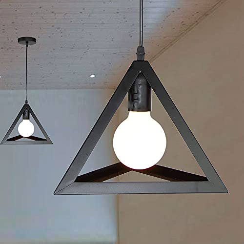 Lámpara colgante con diseño triangular y acabado negro 5