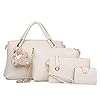 Sipobuy Vrouwen 4 Stks Top Handvat Satchel Hobo PU Lederen Handtas Set Grote Tote + Purse + Schoudertas + Kaarthouder…