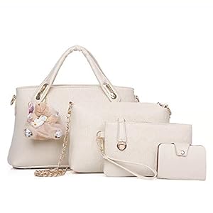 Sipobuy Vrouwen 4 Stks Top Handvat Satchel Hobo PU Lederen Handtas Set Grote Tote + Purse + Schoudertas + Kaarthouder…